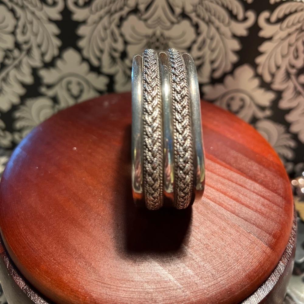 Genuine 925 Sterling silver braided cuff bracelet